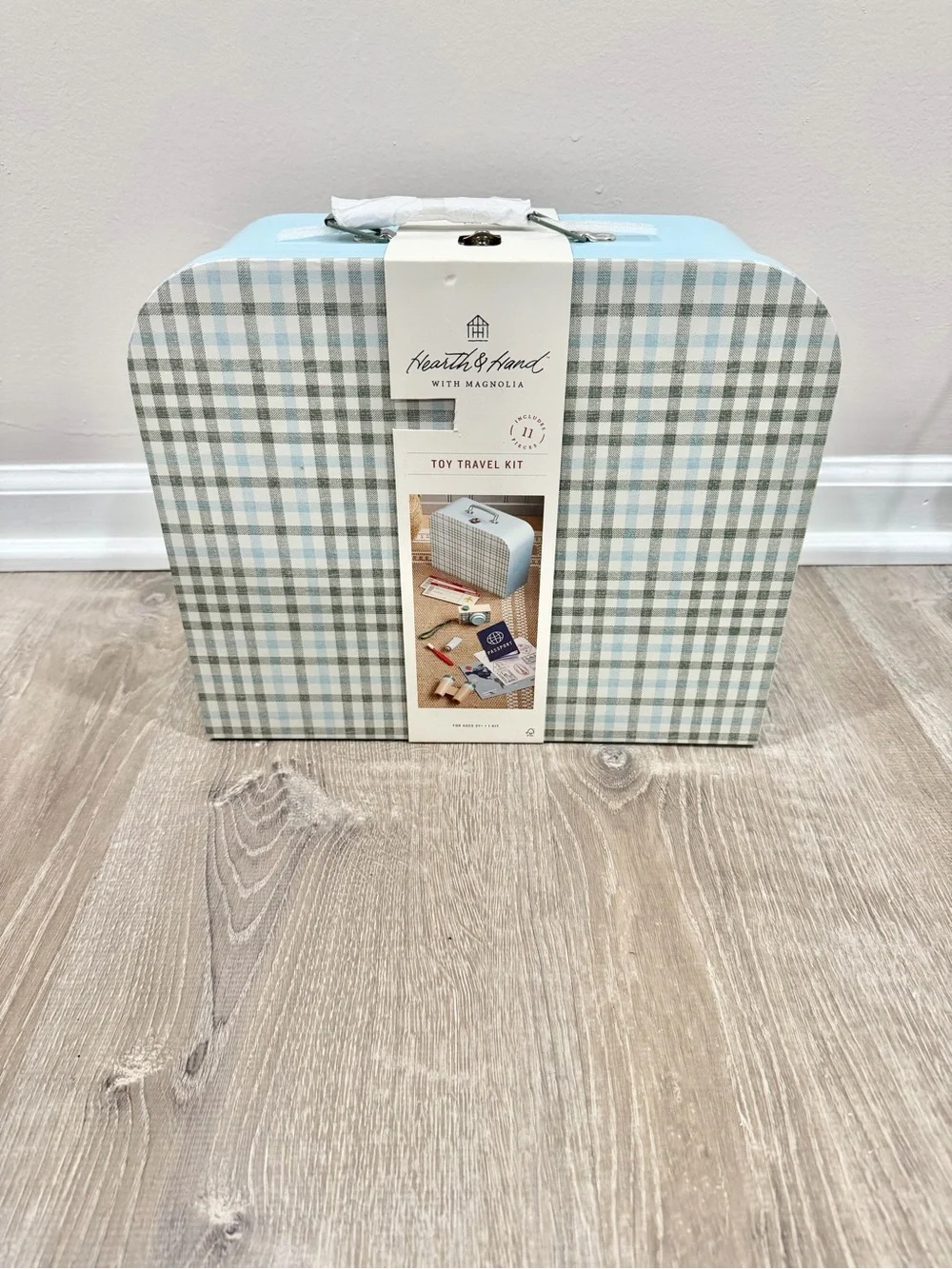 NEW Hearth & Hand Magnolia Toy Travel Kit 11 Piece Plaid Suitcase Set
